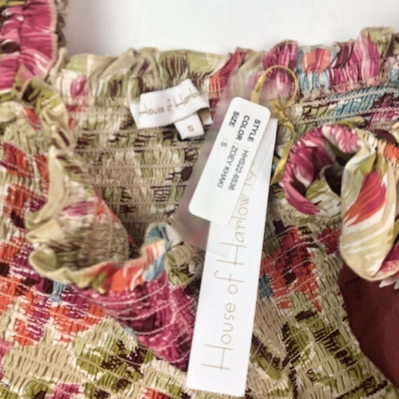 House Of Harlow Floral Cottagecore Maxi Dress S Smocked Ruffled Boho Peasant - Picture 9 of 10